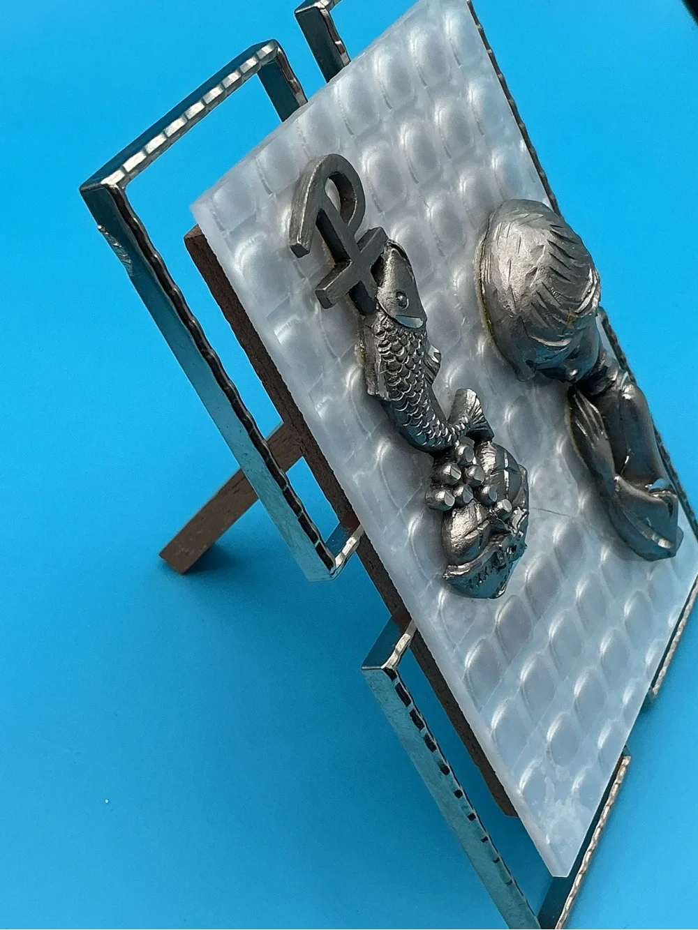 A.L Italy Made Fish & Girl Decorative Aquarium Ornament - Pewter